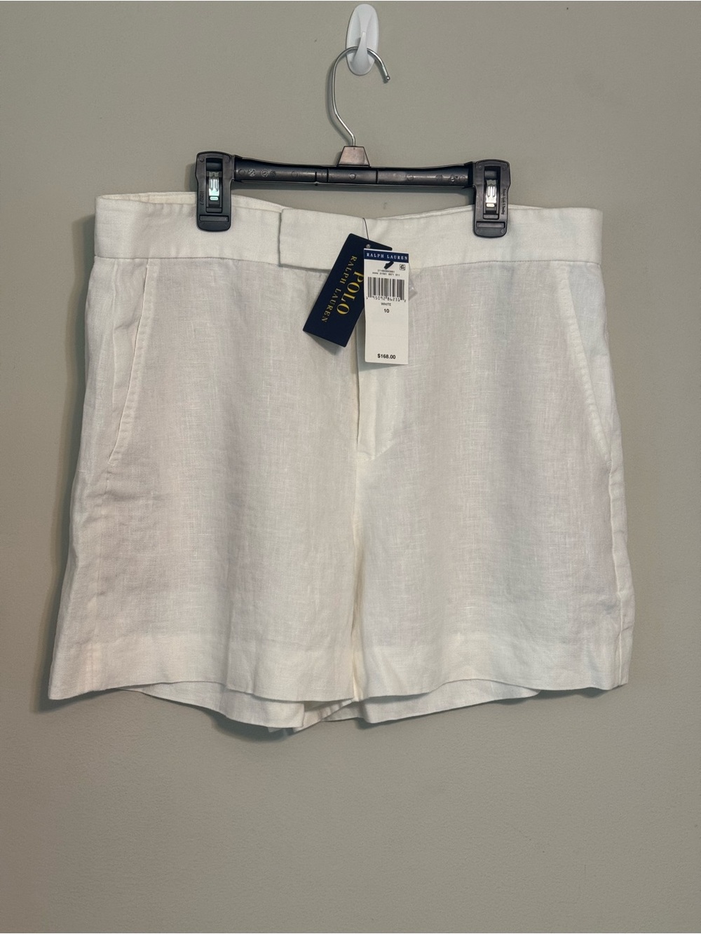 NWT Women Polo Ralph Lauren White Linen Blend Shorts Size 10
